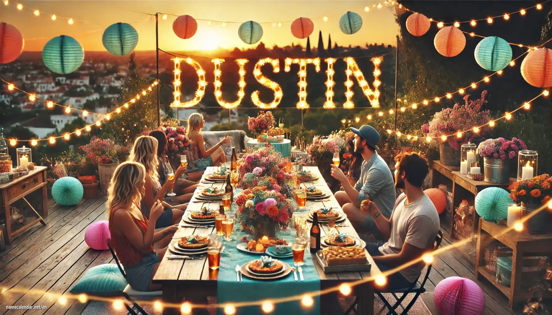 Celebration of name day and name - Dustin