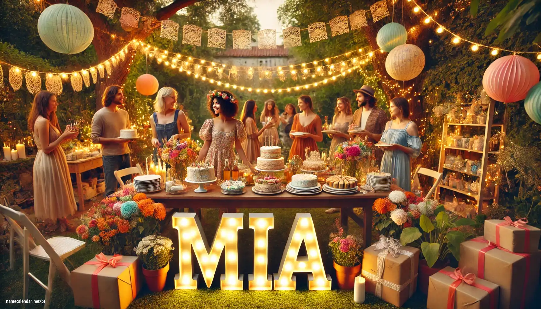 Celebração do dia do nome e nome - Mia